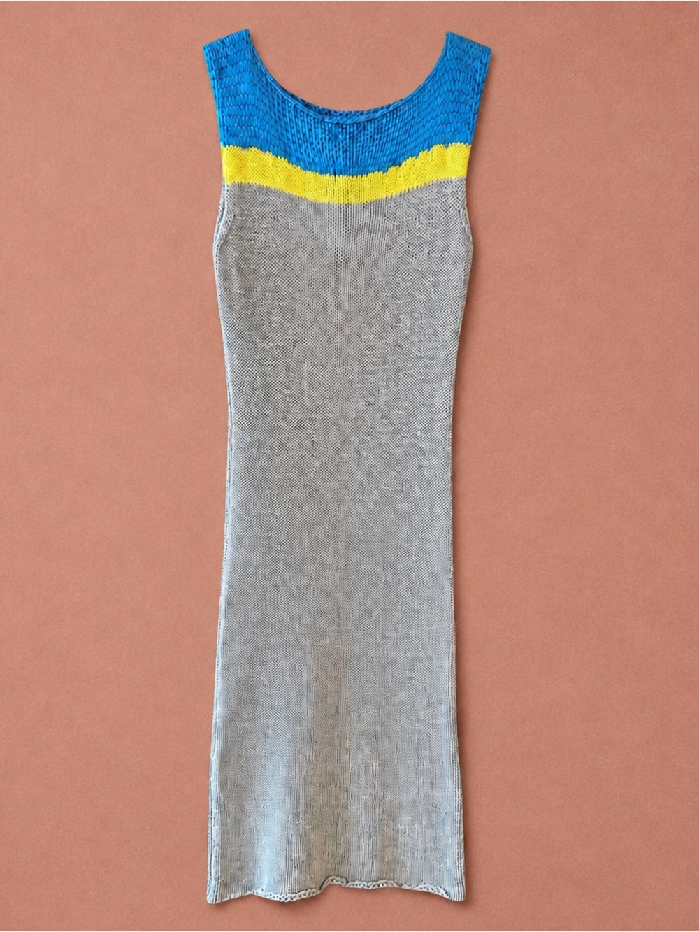 NWT ~ Anthro The Knit Kid Sleeveless Sweater Dress w/Bright Yellow & Blue ~ XS